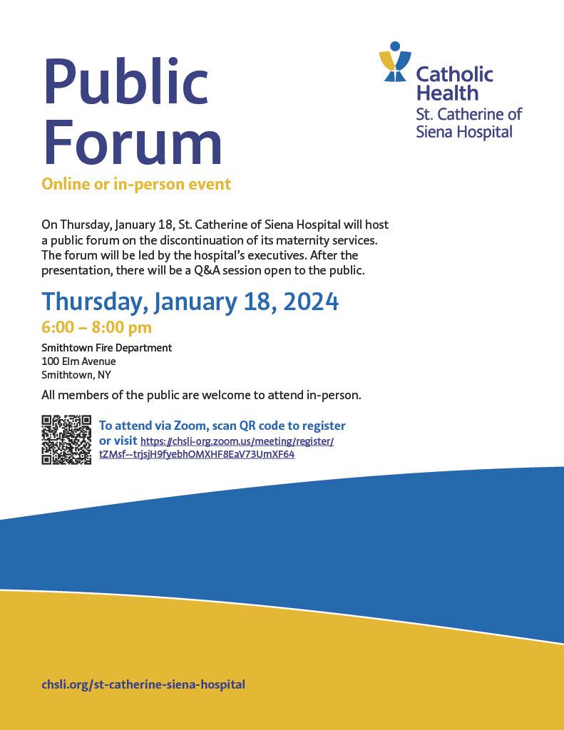 st. catherine of siena public forum flyer