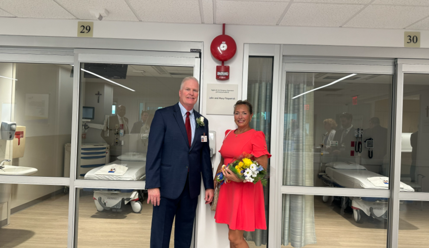 John and Mary Fitzpatrick with Lisa Busso, RN Director of Emergency Department and Critical Care and Jeffrey Wheeler, DO, Director of Emergency Medicine