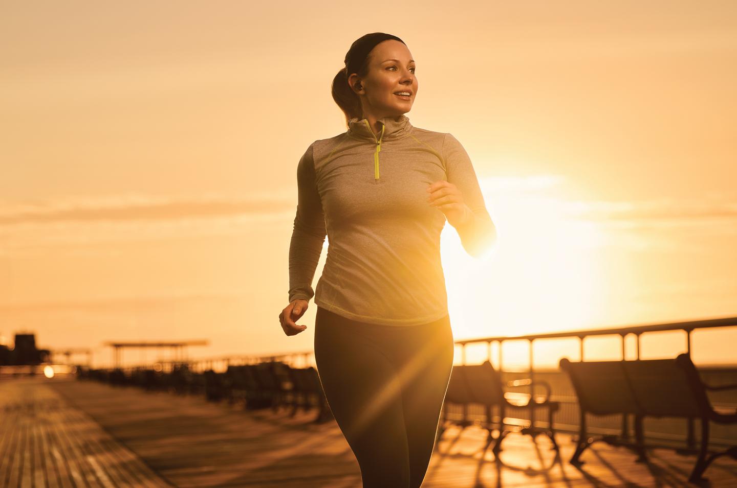 Runner on boardwalk