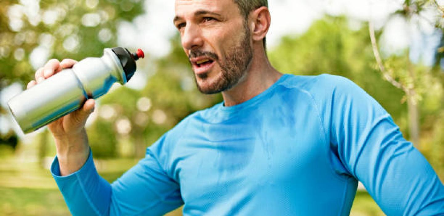 Man with water bottle