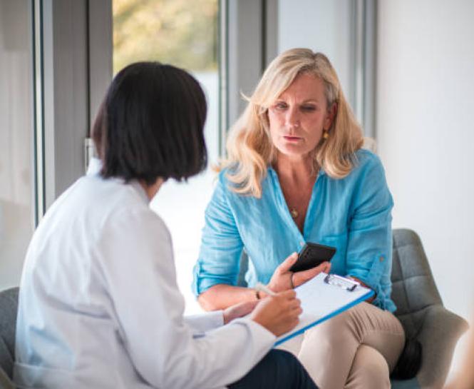 female patient and doctor