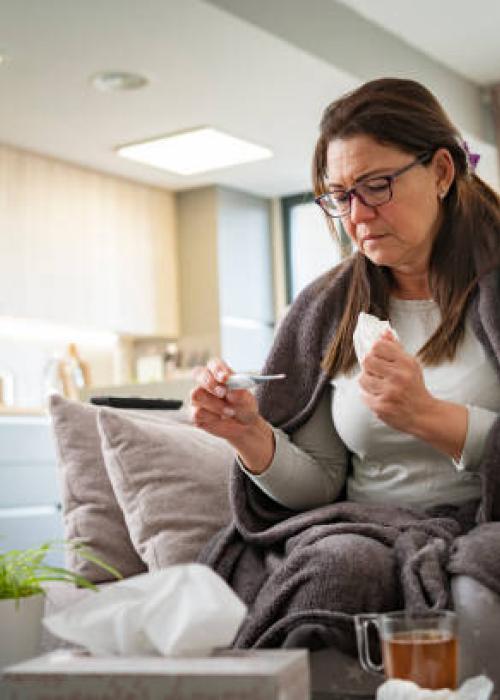 Woman sick with flu