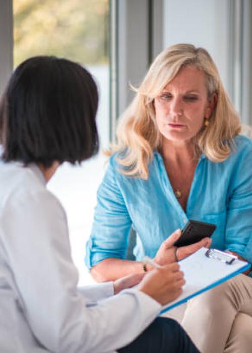 female patient and doctor