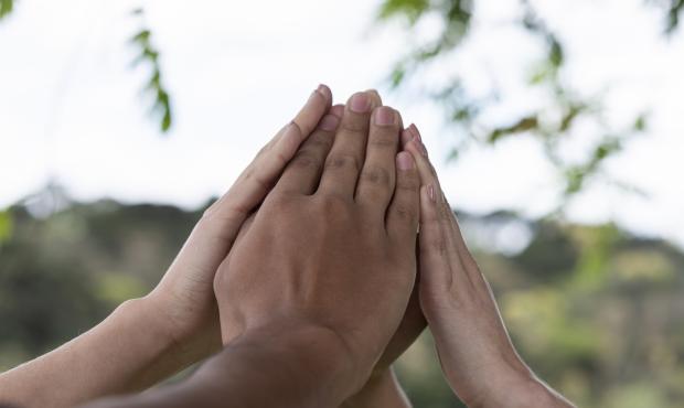 hands touching hands